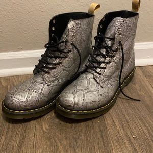Dr Martens Silver Snakeskin boots